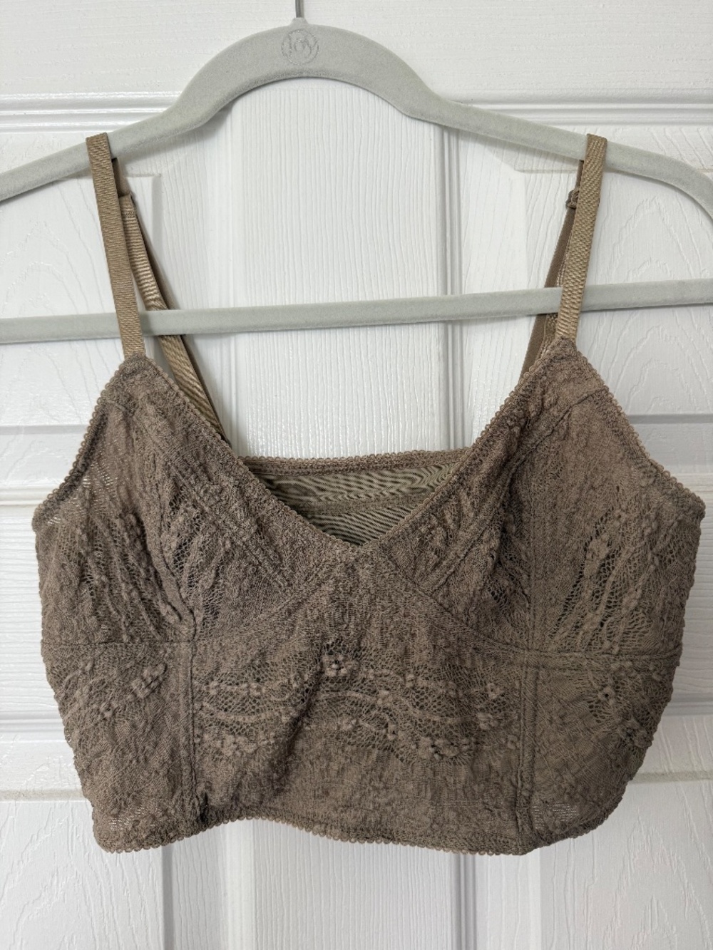 Olive/Taupe Free People Lace Bralette (Size M)